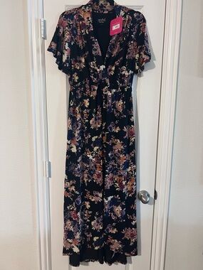 Floral V-Neck Maternity Maxi